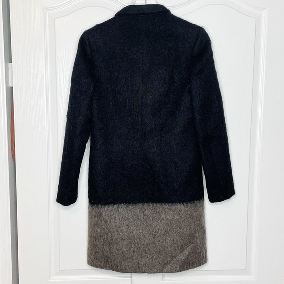 All Saints Strand Crombie Colorblock Jacket Sweater Size 6 Black Grey/Brown - Picture 4 of 9